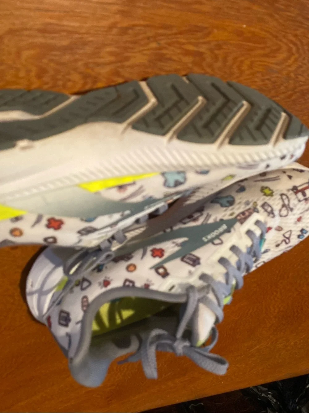 Brooks Kids White Sneakers with Light Gray Logos and Blue Accents